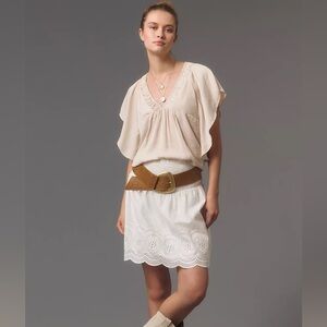 NWT Anthropologie Flutter-Sleeve Gathered Top